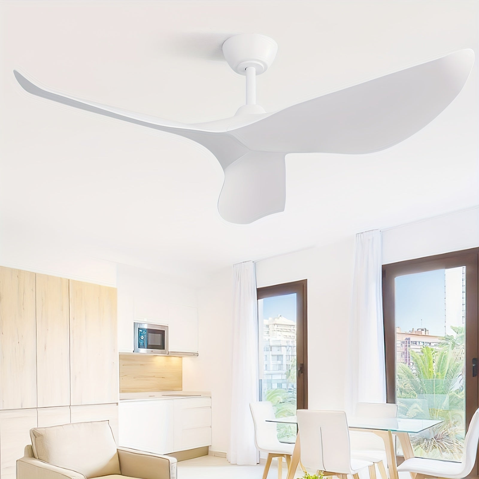 Sofucor Modern 38" Smart Ceiling Fan, Remote Control, DC Motor, 3-Blade Design – Quiet Operation, Black/White, Outdoor Rated (120V), Ceiling Mount – Modern Bedroom & Living Room Fan