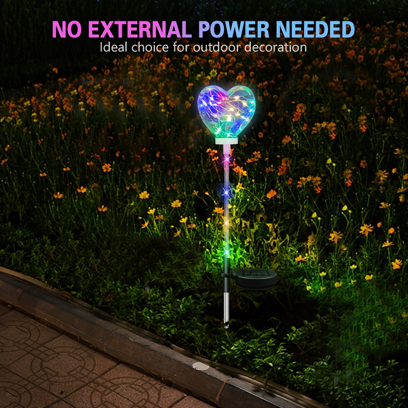 12-Hour Long-Lasting Solar Heart-Shaped LED Ground Light, Toggle Switch Control, Suitable for Outdoor / Courtyard / Lawn / Holiday Party Decoration, Christmas, Halloween Atmosphere Creation