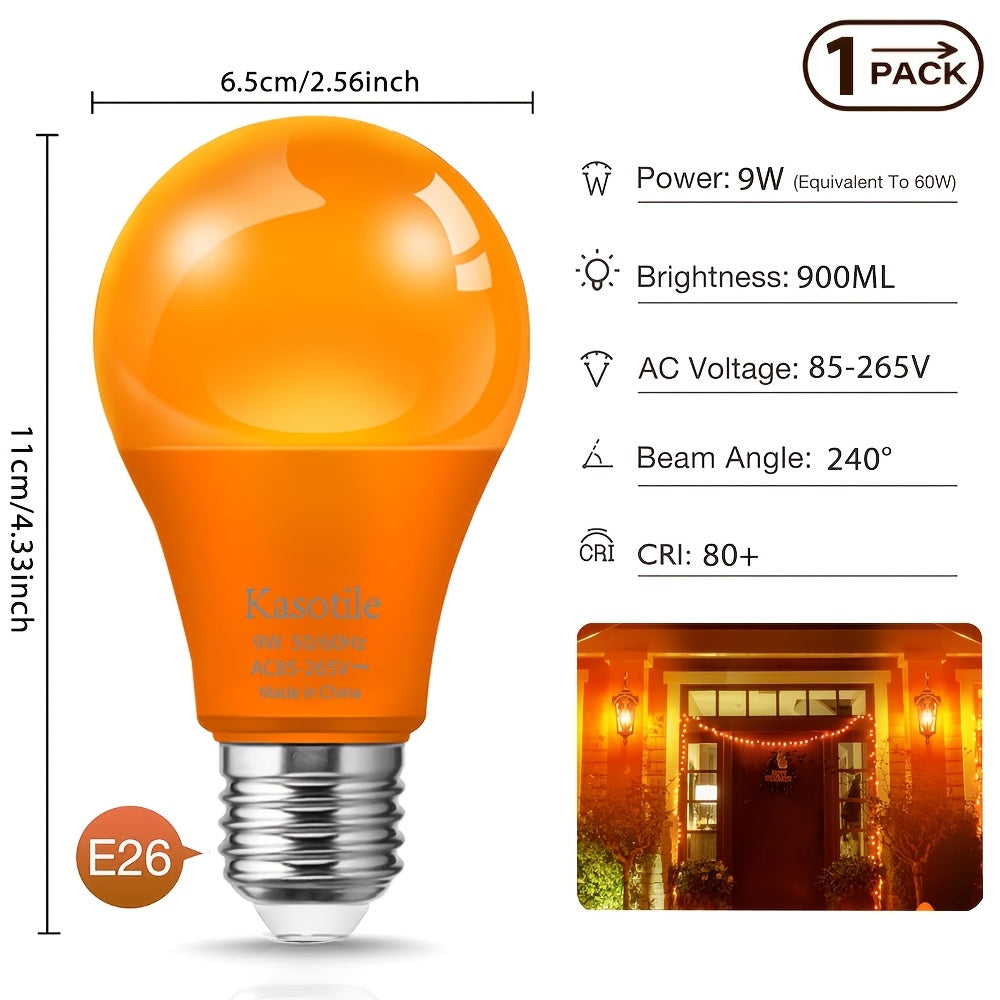 Colored bulb 9W E26 base, suitable for Halloween, Christmas parties, holiday lighting, colors available in blue/red/green/purple/orange/pink