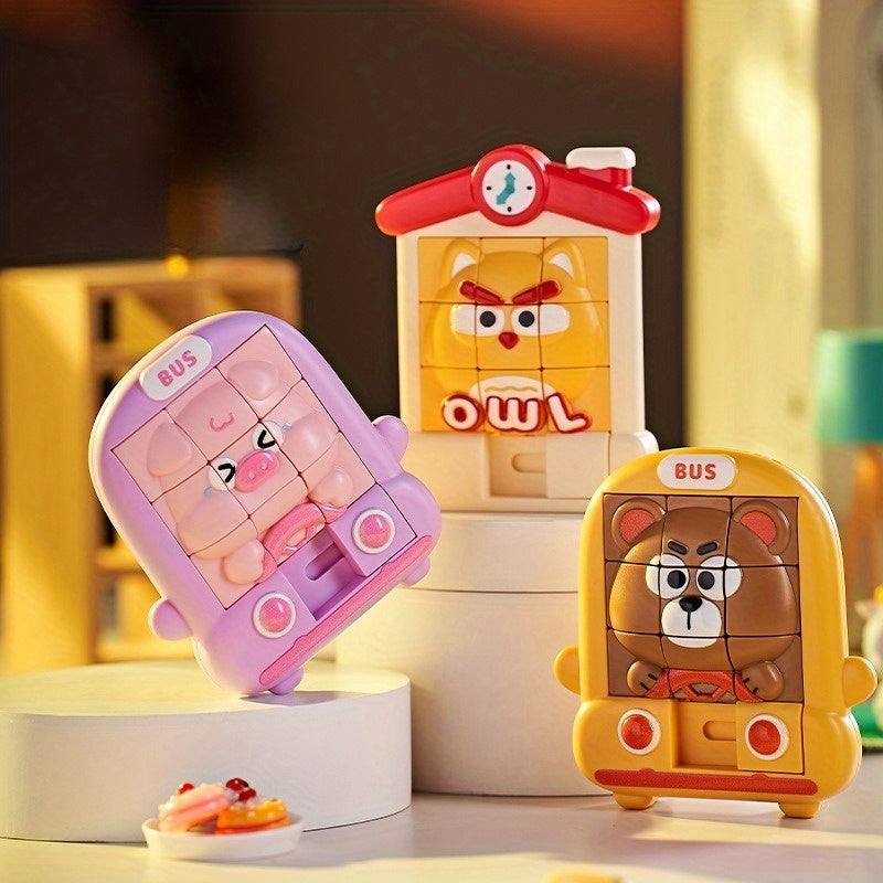 1个3D滑动卡通动物拼图 9格3D立体拼图 儿童益智玩具 返校季节 万圣节 圣诞节 生日礼物
