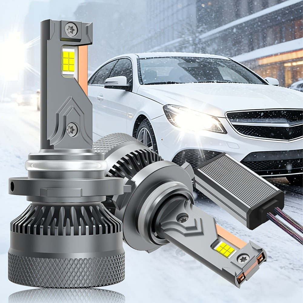 Automotive 2PCS LED Car Lights - H11/H7/H4/H1, 9012/9006/9005 - 40000LM, 250W High/Low Beam, 6500K Cool White Light, Spotlight, High-Performance Bulbs, 200% Brightness Increase, Plug-and-Play, No Battery Needed
