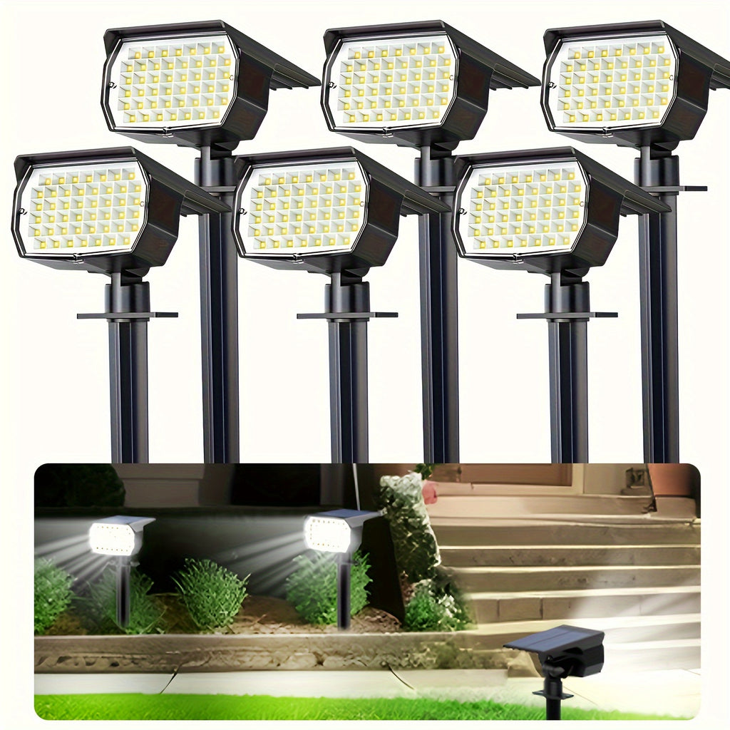 2/4/6-pack outdoor solar lawn lights, 46 LED ultra-bright solar yard lights, courtyard outdoor pathway lights, 3 brightness modes, solar spotlights, for yards, paths, courtyards, garages, lawns, pathways, cool white light. Wall light