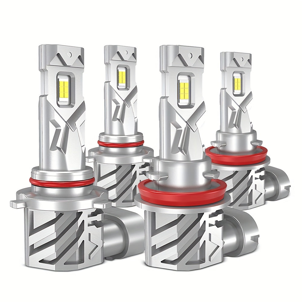 两个升级款LED 9005 H11 HB3 H8 H9 LED大灯灯泡 12V 白色 6500K 超亮 1:1 即插即用 大灯 LED雾灯，不含电池