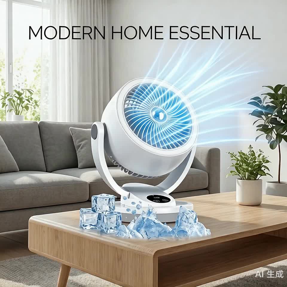 USB Ice Feeling Circulation Fan, 10 Inch Small Desktop Fan, Desktop & Wall Dual Use, High Airflow, Ultra Quiet, 3 Blades, Unique Air Duct Design, Engine Hurricane Wind