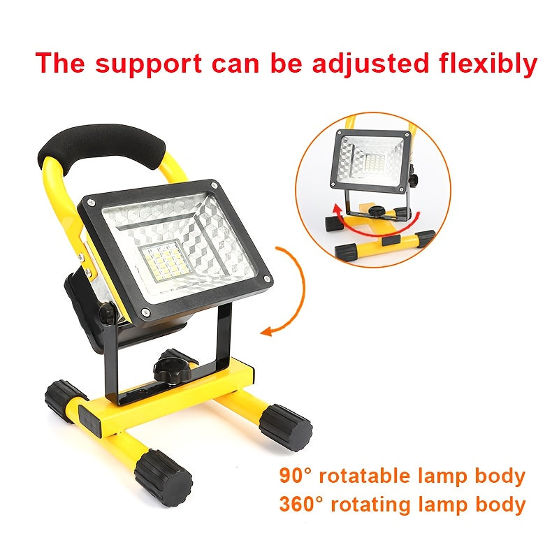 USB rechargeable, LED light source spotlight and floodlight, compact and portable, with aluminum heatsink, three-step dimming, red/blue strobe, high brightness, long battery life