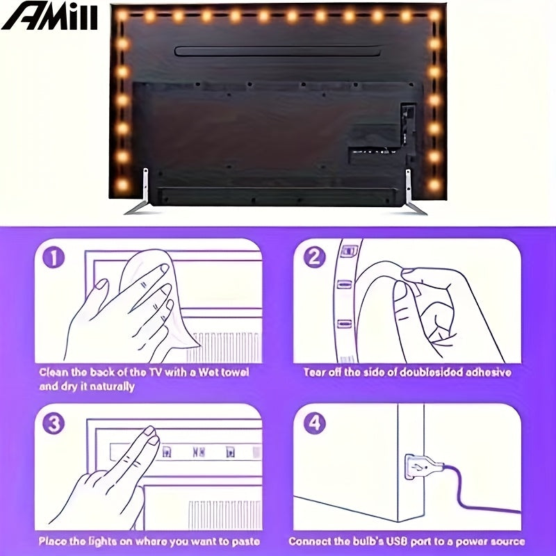 【升级版】Rgbic LED灯带，灯绳，电视LED背光灯，带AR传感器，同步35-80英寸电视，16.4英尺电视背光灯带，24键遥控器+按钮控制，实时同步，99+家居装饰场景模式