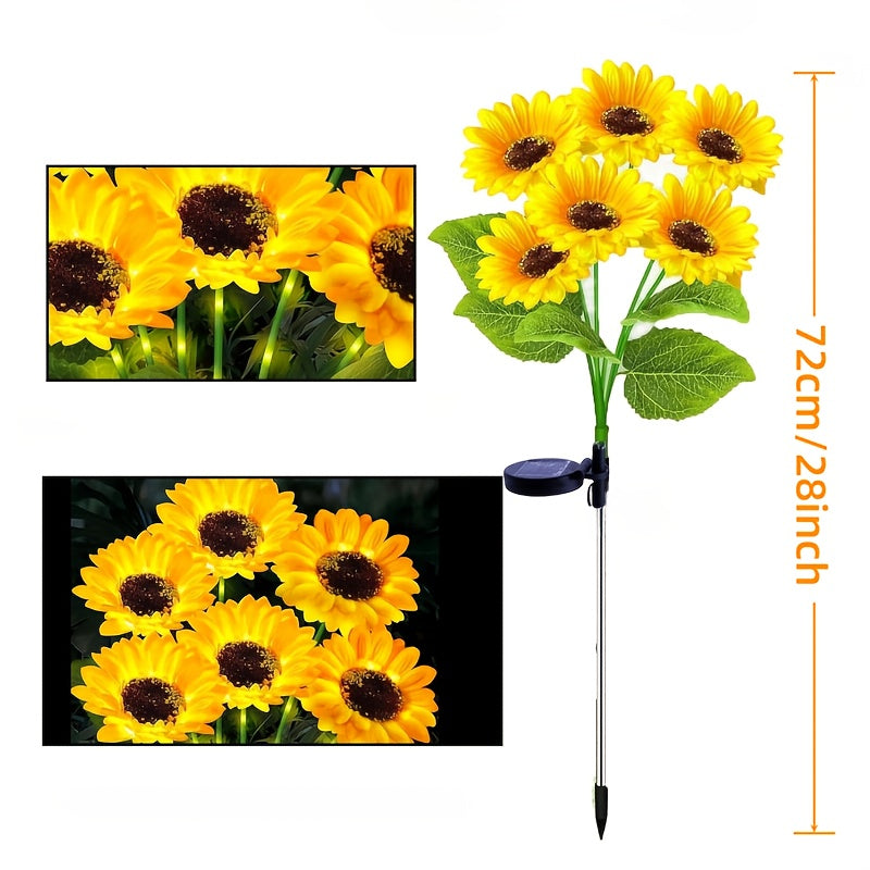 6 Pack Solar Sunflower Garden Light - Solar Flower String Light, Outdoor Solar Light for Parties, All-Season Garden Decoration, Courtyard and Lawn Decoration, Mother‘s Day, Father’s Day, Thanksgiving, Christmas, New Year Decoration