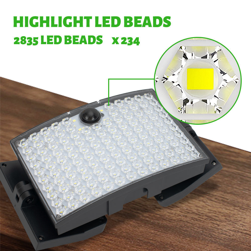 234 LED Solar Wall Light - Motion Sensor Outdoor Security Light with 3 Modes, 3-Head Security Floodlight, IP65 Waterproof, Perfect for Garden and Courtyard, Solar Rechargeable Lithium Battery, Remote Control Not Included