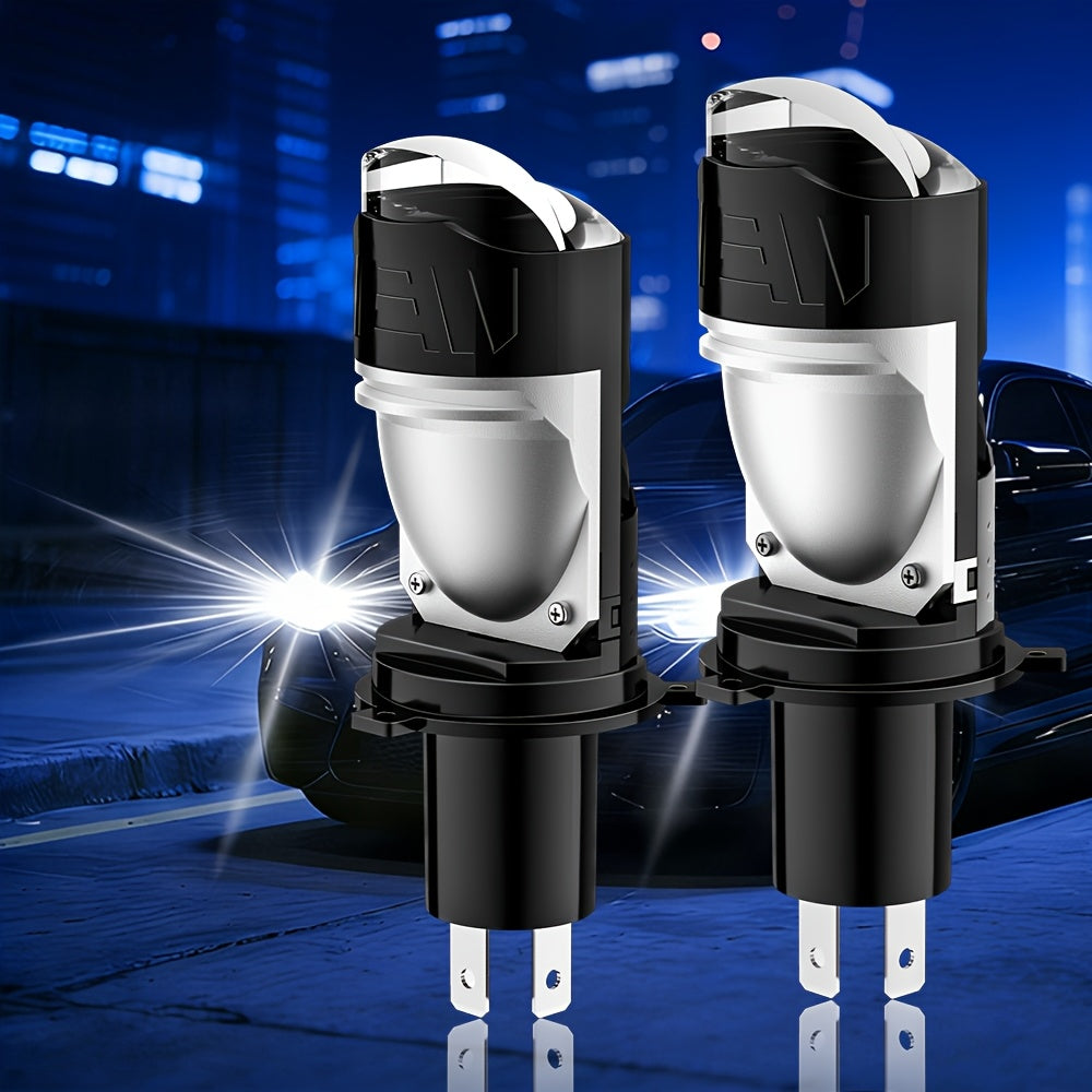 自动化2PCS LED汽车车灯-H4/9003/HB2-58500LM,6500K冷白灯，汽车大灯，适用各种环境，超高冷却风扇，采用CANbus即插即用系统，无需电池，远近光