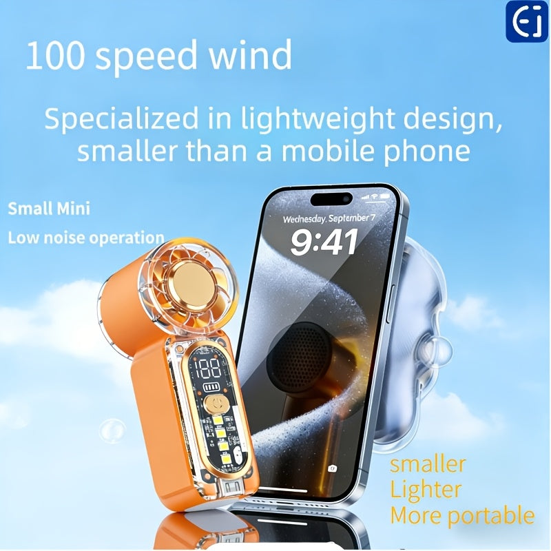 Mini Turbo Air Blower, Lightweight Design, 22000RPM High Speed Wind, 0-100 Stepless Speed Adjustment, 24H Long Battery Life, Low Noise Portable Fan, Multiple Colors Available, Must-Have for Outdoor Camping & Travel