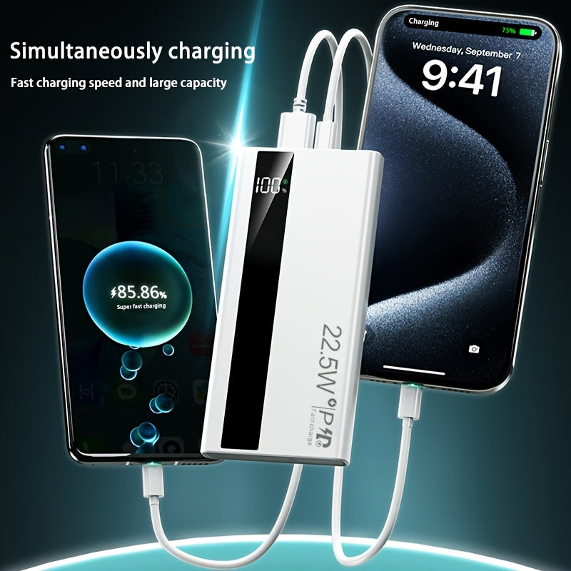 快速充電行動電源，22.5W 10000/20000mAh USB C 充電輸入輸出快速充電，PD 3.0+QC 4.0 LED 顯示螢幕手機充電包，相容於 iPhone 15/14/13/12 Pro、Samsung S21、Google/Ipad 平板等。適合送禮。