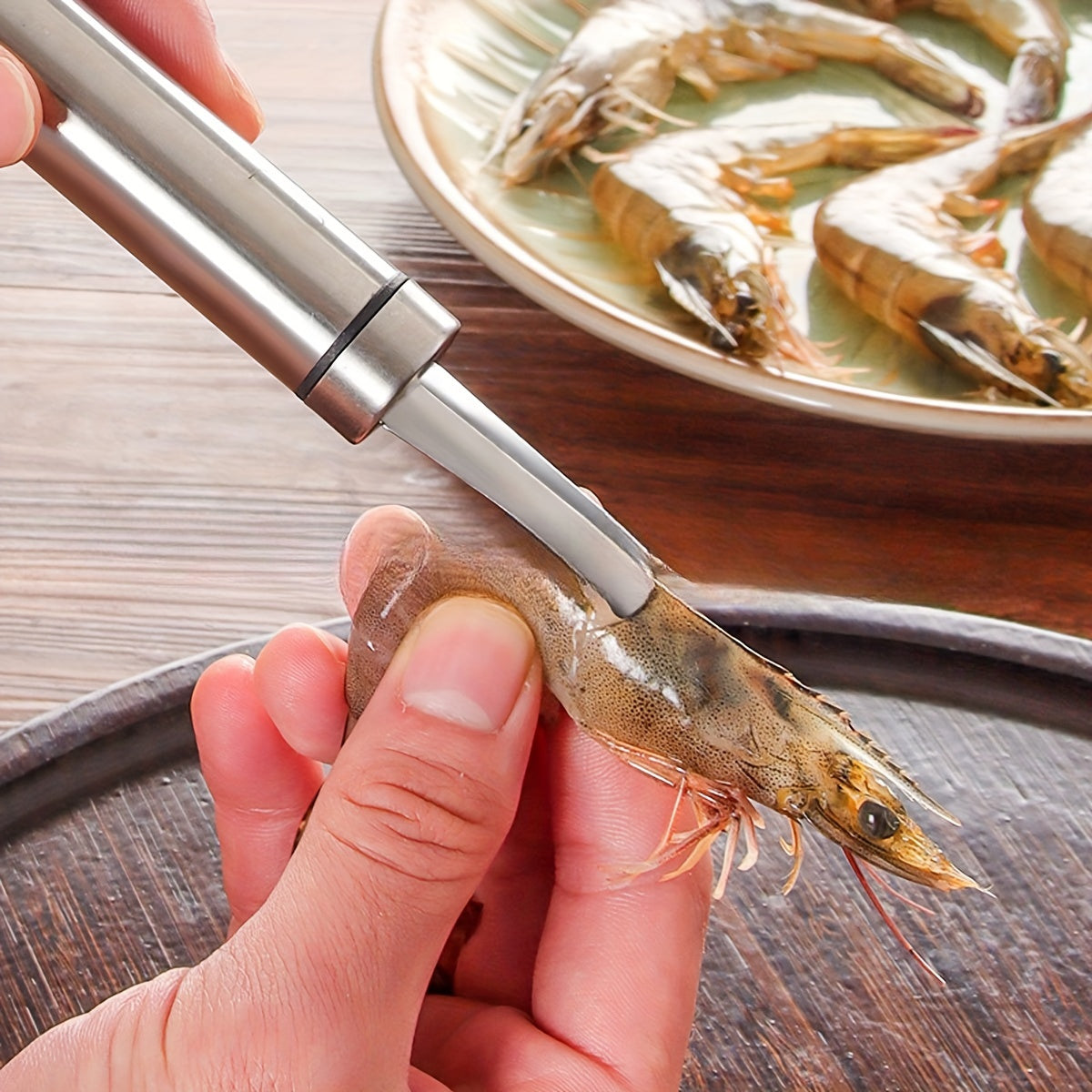 1 Piece Stainless Steel Shrimp Deveiner & Shell Remover Tool – Shrimp Cleaner & Peeler, Seafood Shell Cutter, Portable Shrimp Vein & Intestine Cleaner, Easy-Clean Kitchen Gadget for Lobster & Shrimp Preparation