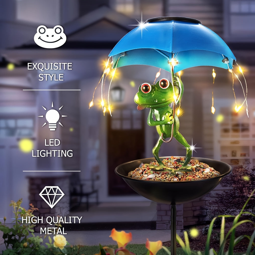 One Frog Statue Solar Street Light, Outdoor Hummingbird Feeder, Garden Decorative Lighting with String Lights, Perfect for Courtyard Paths, Lawns, Patio Street Lights, Essential Decoration for Halloween and Christmas