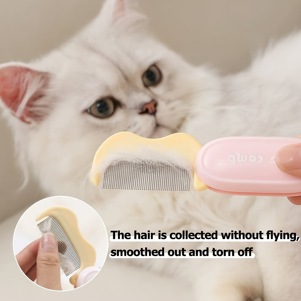 1pc清洁猫梳，猫咪宠物毛开结梳，猫狗去浮毛针梳，开结除跳蚤驱虫梳子，密齿解结除螨梳，可折叠设计，适用于长毛短毛猫，减少掉毛与打结