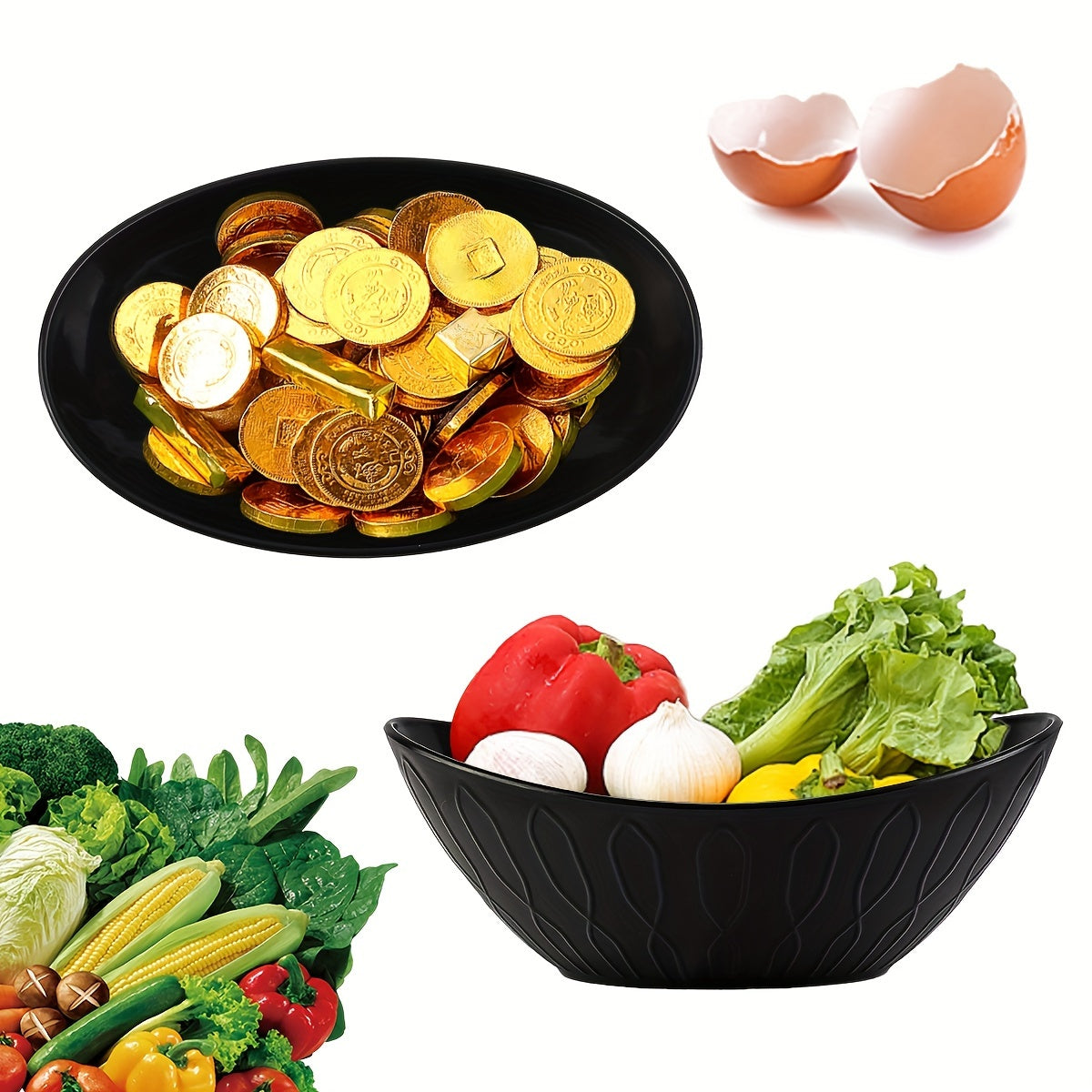 2PCS Ingot Shape Unbreakable Bowl – Kitchen Bowl for Oatmeal & Salad, Serving Bowl for Salad, Side Dishes, Pasta