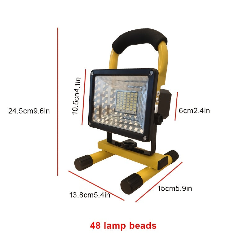 USB rechargeable, LED light source spotlight and floodlight, compact and portable, with aluminum heatsink, three-step dimming, red/blue strobe, high brightness, long battery life