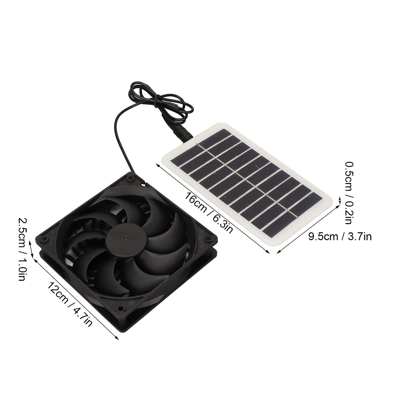 Solar Panel Fan Kit, IP65 Waterproof Solar Panel, Suitable for Greenhouse & Pet Ventilation, Outdoor Camping or Home Use | Solar Powered Fan with Detachable PV Module, Battery-Free Solar Panel for RV