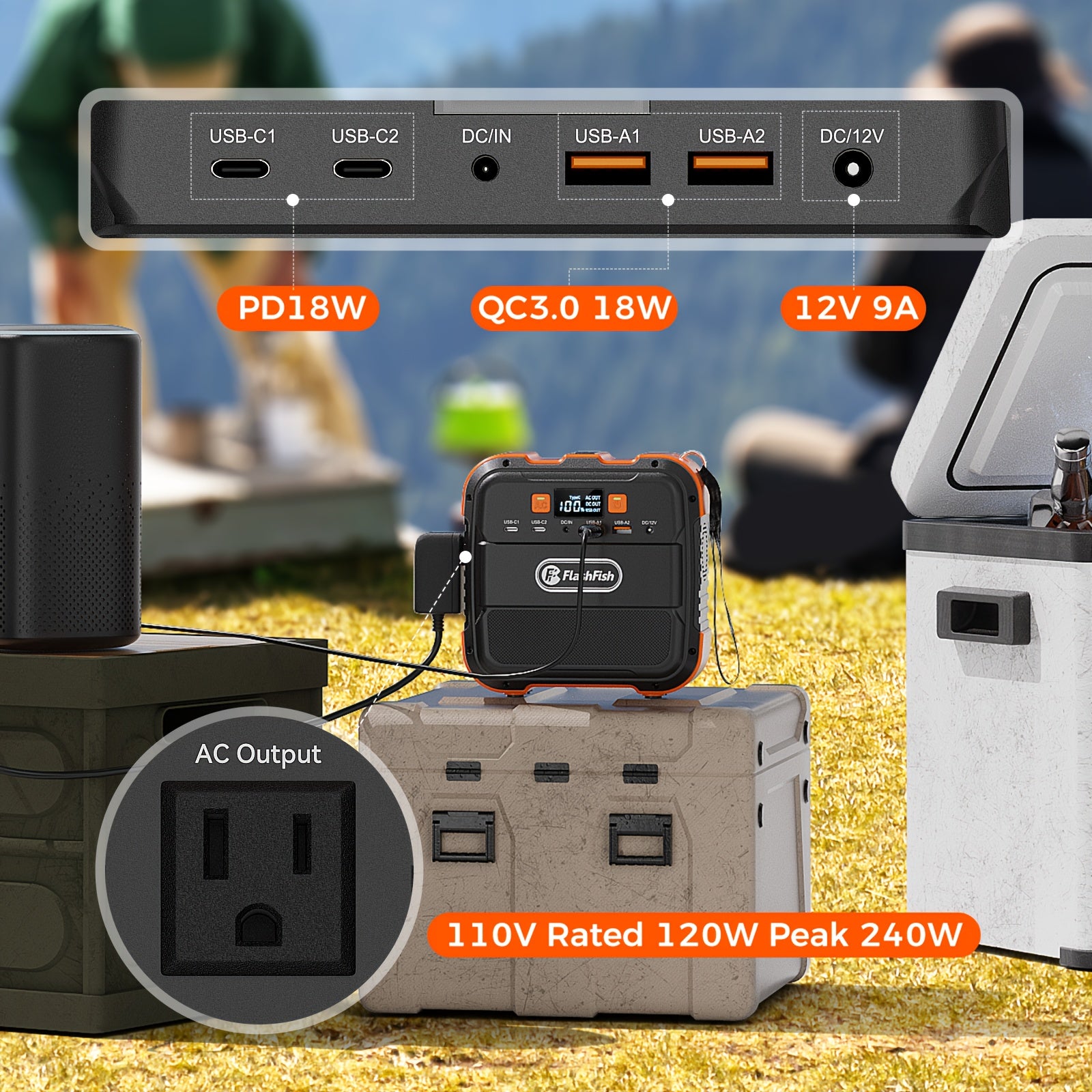 可攜式電源站 120W/150W/200W 峰值 露營太陽能發電機 98/166/172.8Wh 電源供電器，含 30/60W 太陽能板，具備 110V AC 插座和多重輸出 LED 手電筒，適用於 CPAP 家用露營 颶風 緊急情況 聖誕禮物
