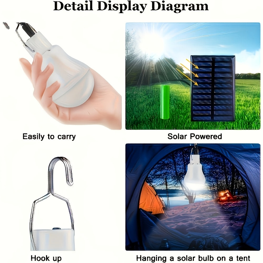4-pack solar bulbs, solar-powered portable emergency LED bulbs, solar floodlight, suitable for camping, tents, indoor/outdoor use, sheds, night fishing, chicken coops