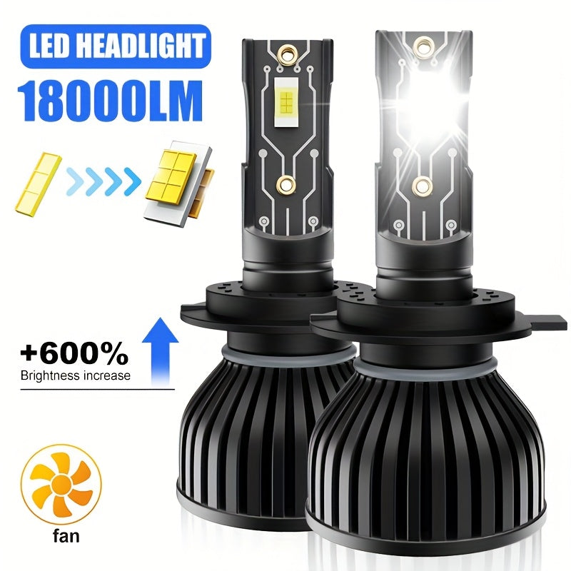 2-Pack H11 H4 H7 H1 LED Light Kit, Fog Light Kit, 6500K White Light, Air-Cooled Heat Dissipation, Easy Installation, 600% Brightness