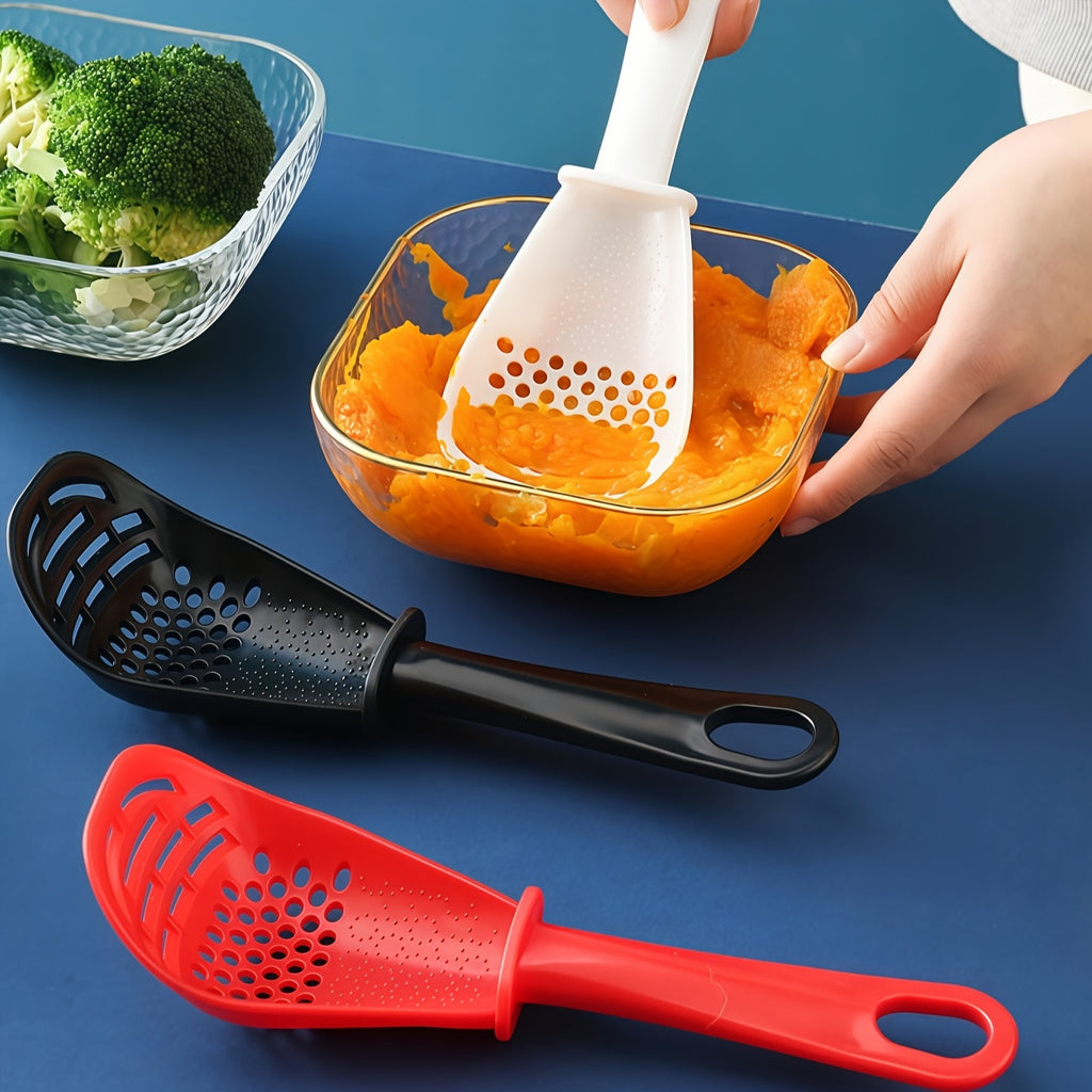 1 or 3 Pack 7-in-1 Multipurpose Kitchen Tool - Garlic Mincer, Egg Beater & Separator, Potato Masher with Strainer & Spatula | Space-Saving Utensil for Baking & Salad Prep (Dishwasher Safe)