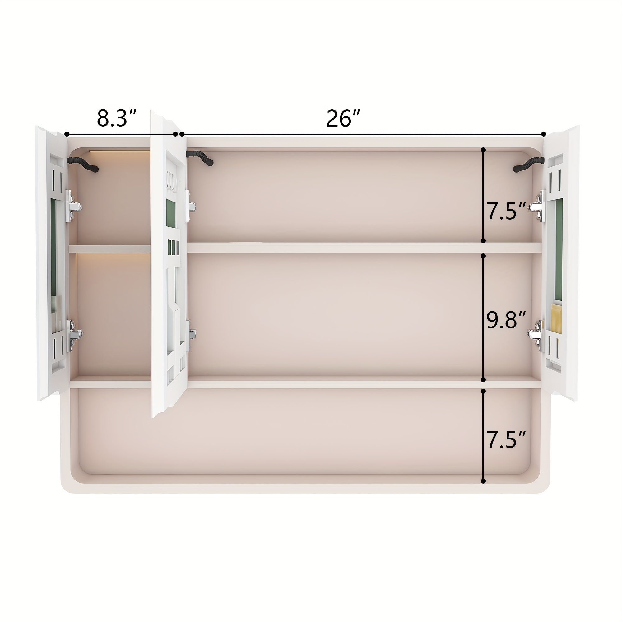 Stone 35"x28" Aluminum Bathroom Mirror Cabinet with Smart LED Lighting & Anti-Fog - Wall Mount Vanity Mirror with Cosmetics Shelf & Hair Dryer Holder, Khaki