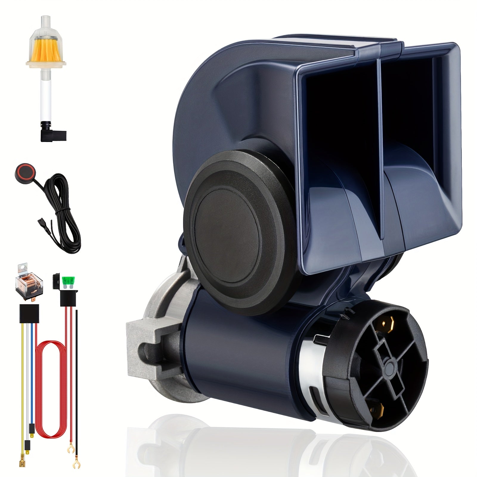ALLREY 12V Loud Truck Horn Electric Snail Air Horn Kit with Relay Wiring Harness, Suitable for Vehicles, Motorcycles, Boats