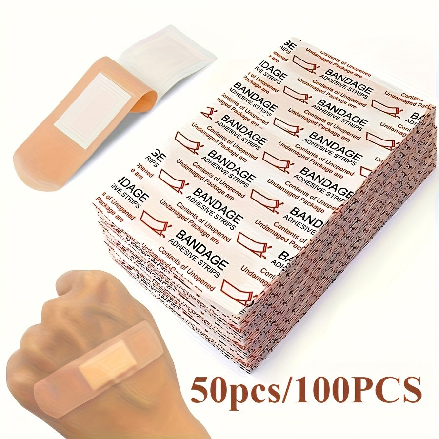 50片/100片PE运动胶带，透气柔韧止血贴，伤口敷料，急救必备，适合户外旅行及日常使用