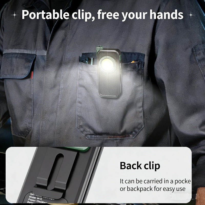 Portable Single-Head LED Work Light USB Rechargeable Magnetic Base COB Lamp Pen Clip Design 360° Rotatable Flexible Head 3 Brightness Levels Ideal for Camping Reading Repair