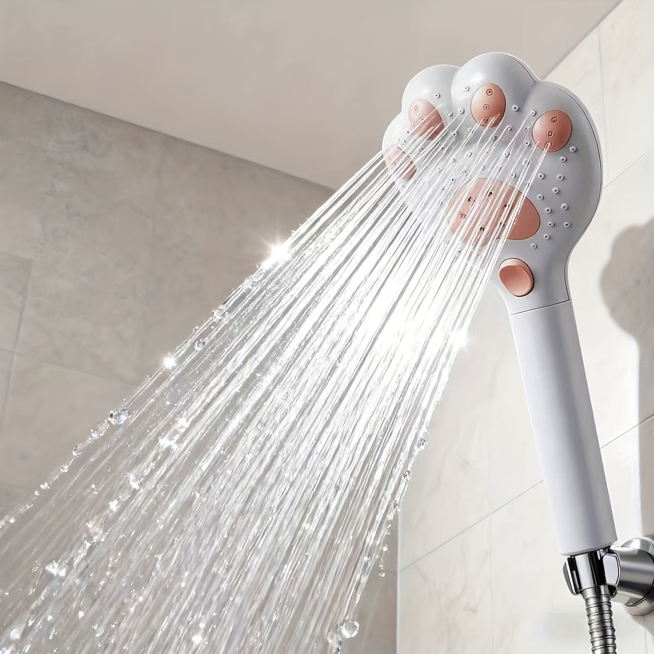 1 Adjustable Handheld Showerhead, Claw-Shaped Design, 3-Speed Massage, for Bathroom, Wall-Mounted & Hanging, Plastic Material, Shower Use Only