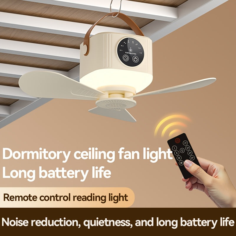 Portable Camping Fan with USB Charging, LED Night Light and Tripod - 4 Speed Levels, Long Battery Life, Strong Wind Power, Ideal for Dormitory Tent Camping Fishing Outdoor Activities, Camping Essentials