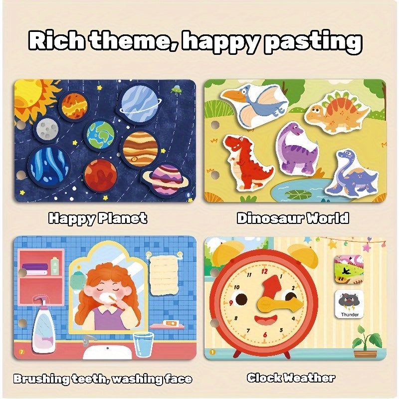 互动式静音贴纸书，采用生动的动物插画和海洋图案的贴纸，既是学习辅助工具，又是节日派对的小礼物