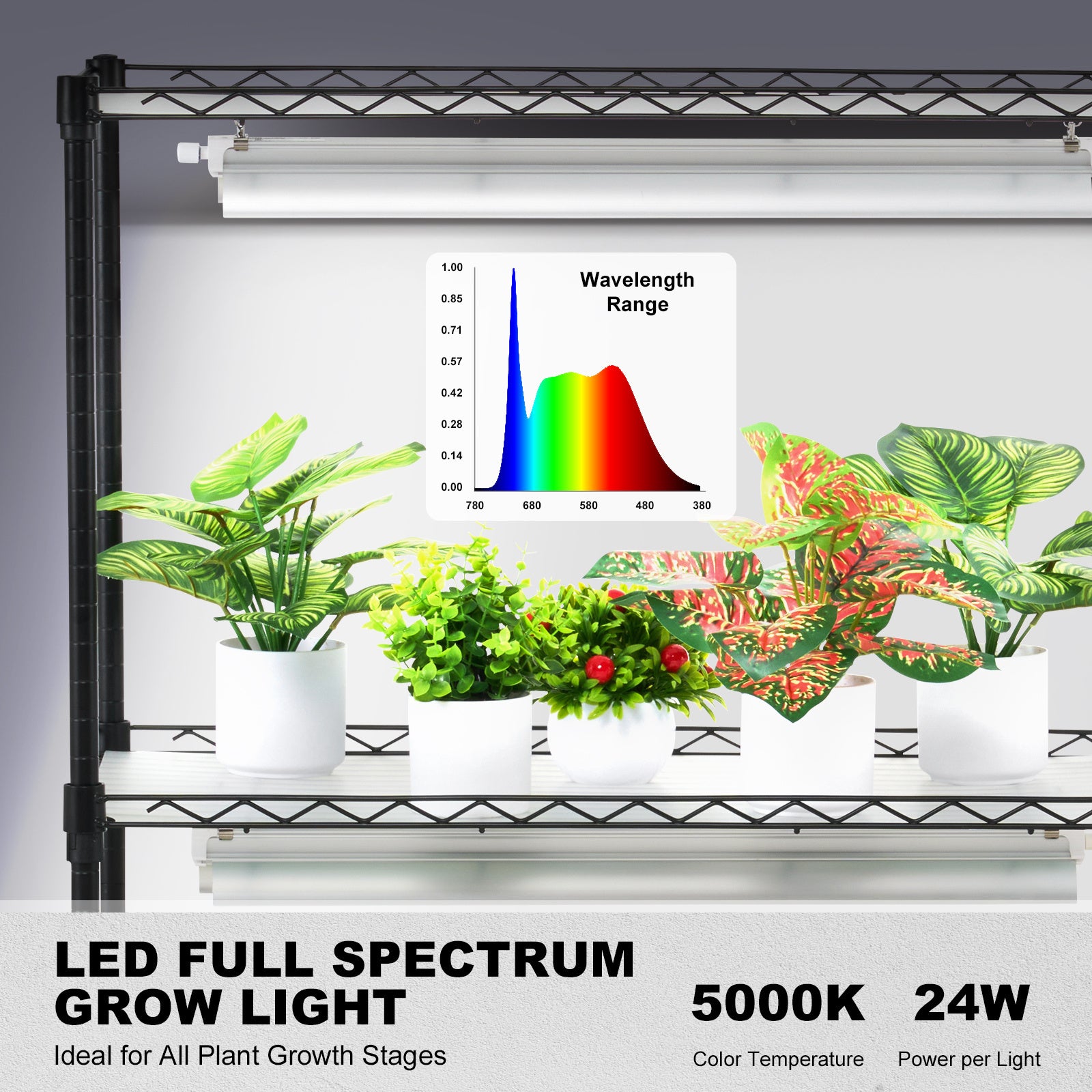 VEVOR DIY Plant Stand with Grow Light, 6-Tier, 192W, 70.9" H, Full Spectrum LED Plant Growing Shelf