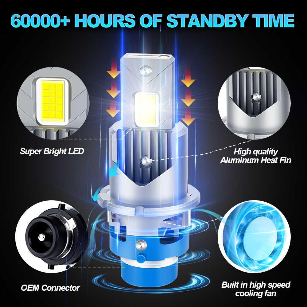 Input: D2S LED Canbus LED D4S Dual-Side 3570 30pcs CSP Chip Liquid LED Lamp 1:1 Size 6500K White Light 12V Plug-and-Play 24V, Output