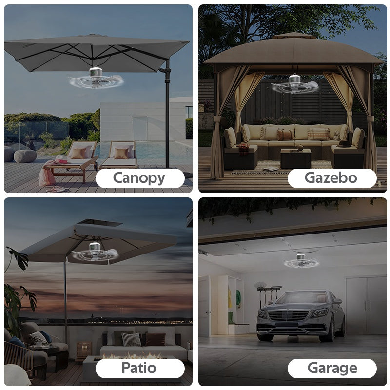 Camping Fan with 4 Speed & LED Light, 8 Hours Timer, Up to 30H Working Time, 12000mAh Battery Ceiling Fan with Remote Control