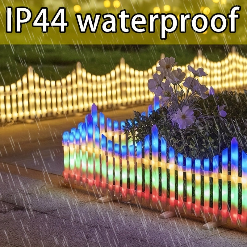 8-Piece Set, Each Size Width 13.78 Inches, Length 11.22 Inches, Solar Fence Light Outdoor Garden Decoration, Christmas Flashing Light Decor, Colorful LED Glowing Lantern, Courtyard Villa Decorative Light, Protection Rating IP44