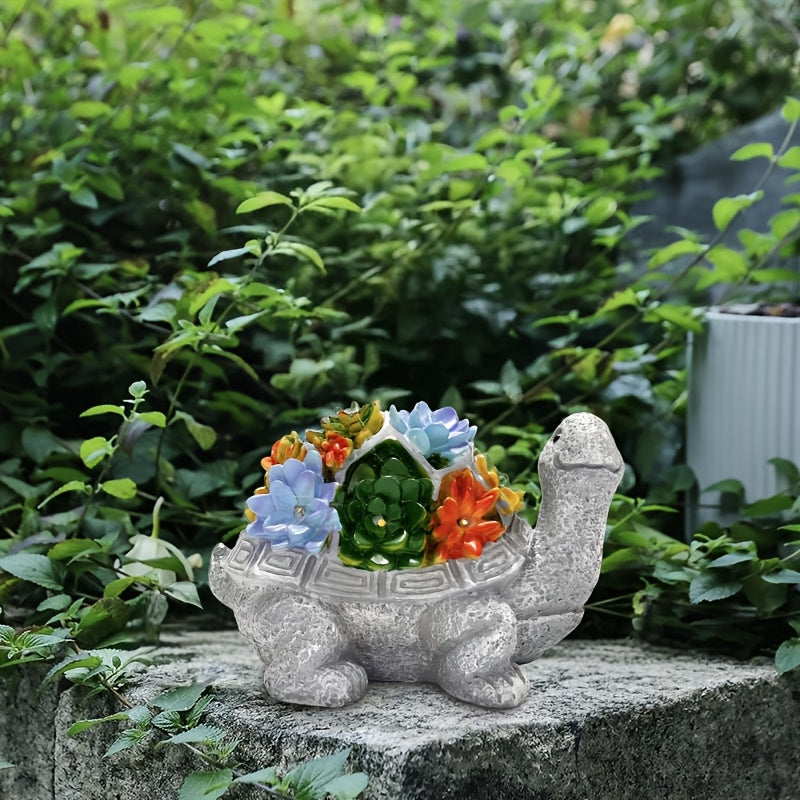 Solar Light, Succulent Flower Turtle Statue Light, Resin Craft, Perfect for Courtyard, Garden, Lawn, Steps, Mother‘s Day, Halloween, Christmas Gift