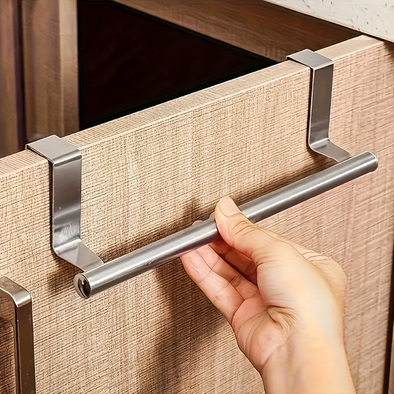 1pc Elegant 403 Stainless Steel Towel Rack - Stylish No-Drill Over-the-Door Towel Holder, Perfect for Bathroom & Kitchen Towel Storage, Durable Space-Saving Rack for Home Use - Great for Christmas, Halloween & Holidays