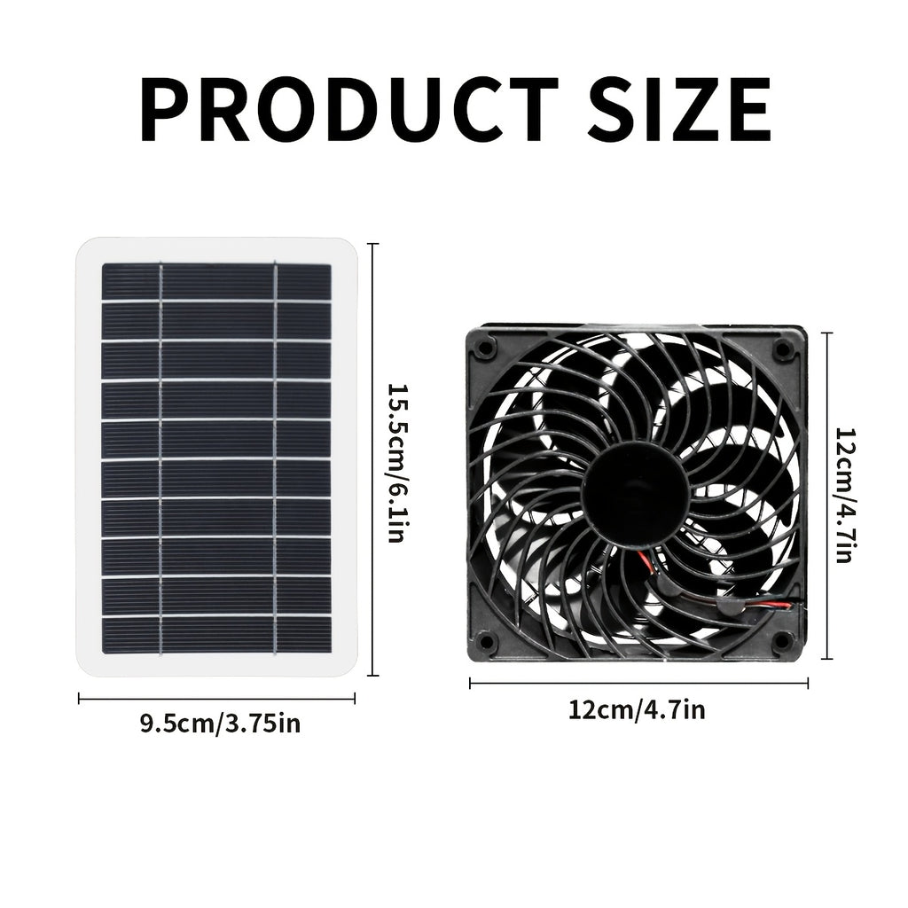 1 Piece Solar Panel + Fan, Solar Powered Electric Fan Without Battery, Detachable Solar Panel, Ideal for RV, Camping, Chicken Coop, Greenhouse, Shed, Pet House and Window Installation