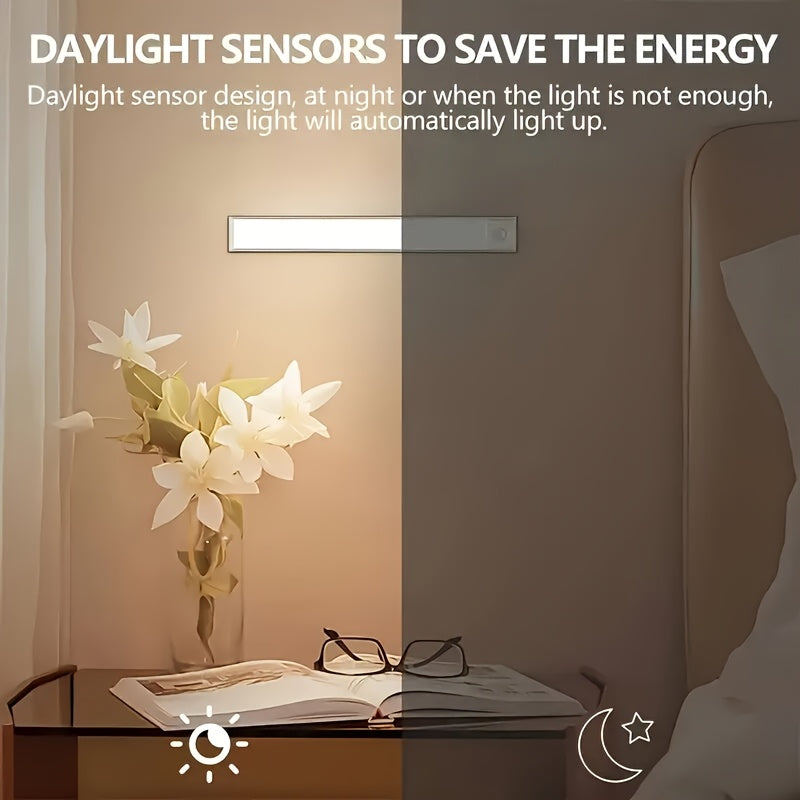 [Magnetic LED light] 2-pack rechargeable magnetic LED motion sensor light | wireless, adjustable brightness and color, cabinet light, wardrobe lighting, stylish modern design | available in 7.87in / 11.8in / 15.7in lengths