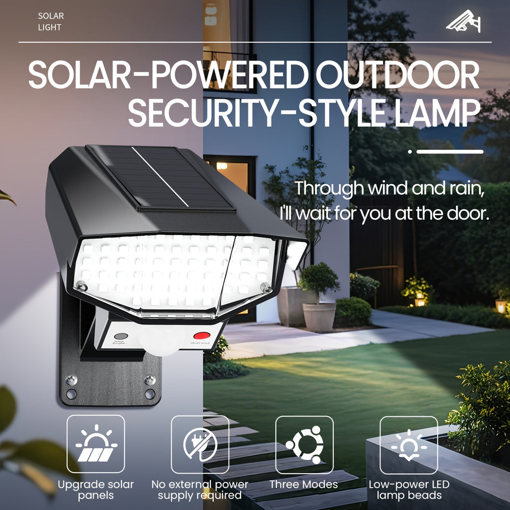 1pc LED Ultra-bright Solar Wall Light | HD Camera Design | Dazzling Bright Light with Motion Sensor | Realistic Surveillance Effects | Remote Control Included | Anti-theft Feature | Durable ABS Material Suitable for Commercial Streets and Garages