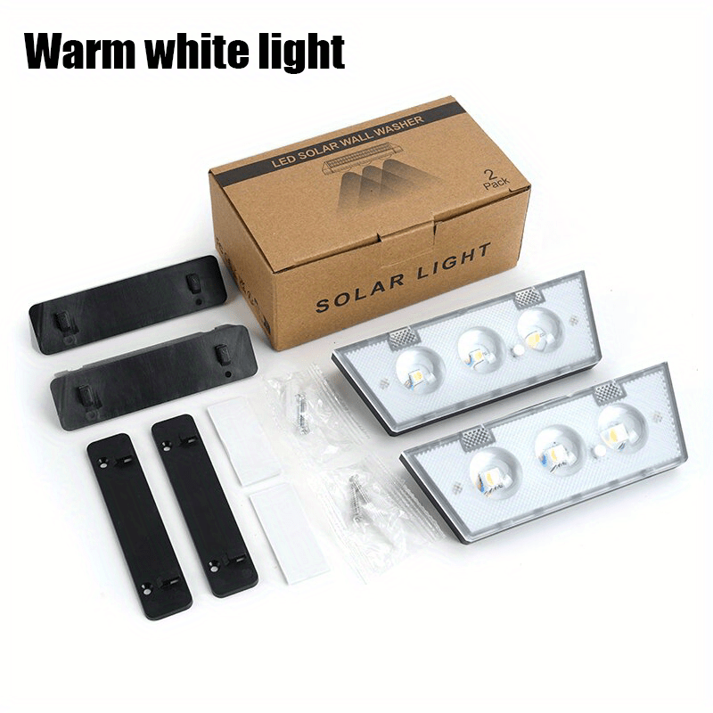 2 Solar Outdoor Courtyard Lights - 8 Color Changing Modes (3 LED Beads), Wall Washing Light, Suitable for Garden, Courtyard, Porch and Garage Decoration, Easy Installation
