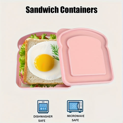 1Pc Toast Sandwich Lunch Box, Plastic Material, Toast Shaped Design, Sealed with Lid, Microwave & Dishwasher Safe, Multiple Colors Available, Food Storage Fresh Keeping Container for Home Office Kitchen Outdoor Camping