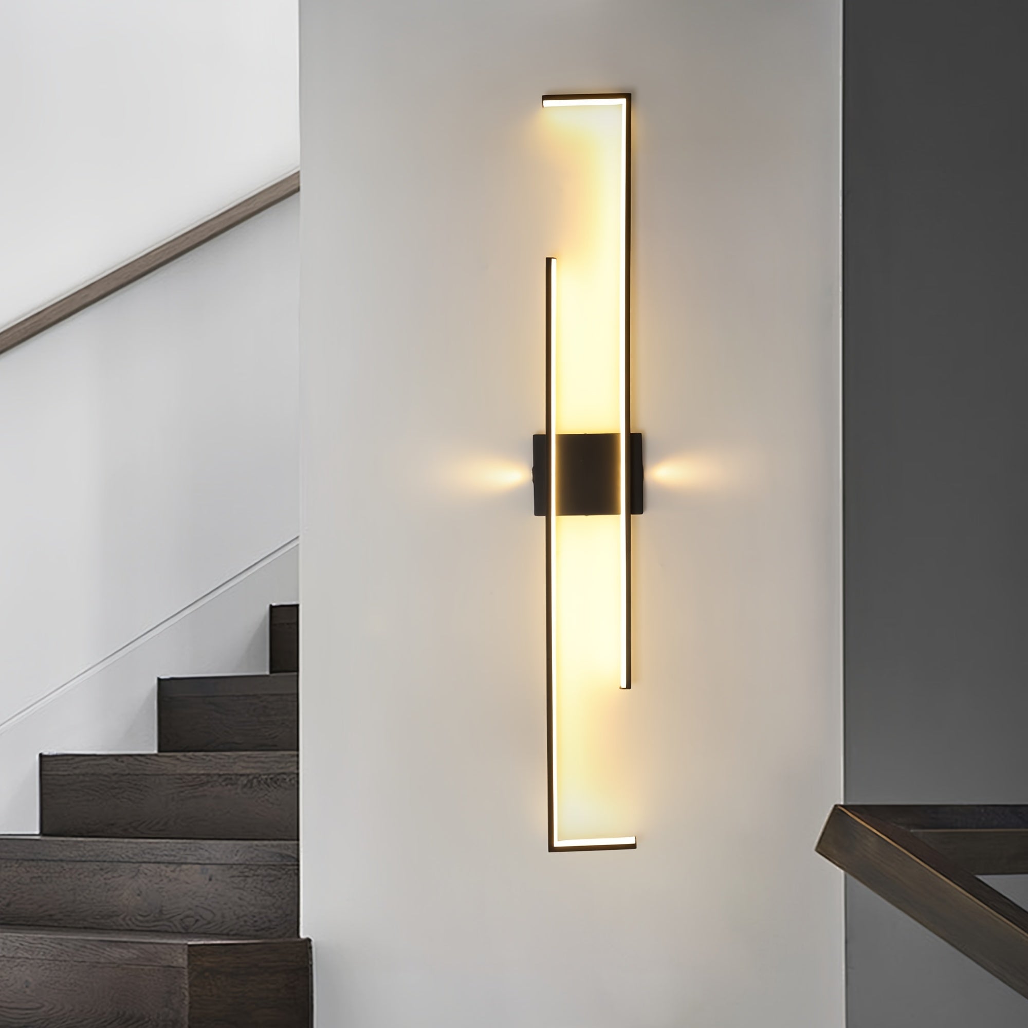 Ganeed Minimalist Geometric Wall Light - Adjustable LED Lighting with Remote Control, Length 43.3 Inches / 109 cm, Modern Art Design, Suitable for Bedroom, Living Room, Hallway, Stairs and Entryway - Easy to Install, Energy Saving