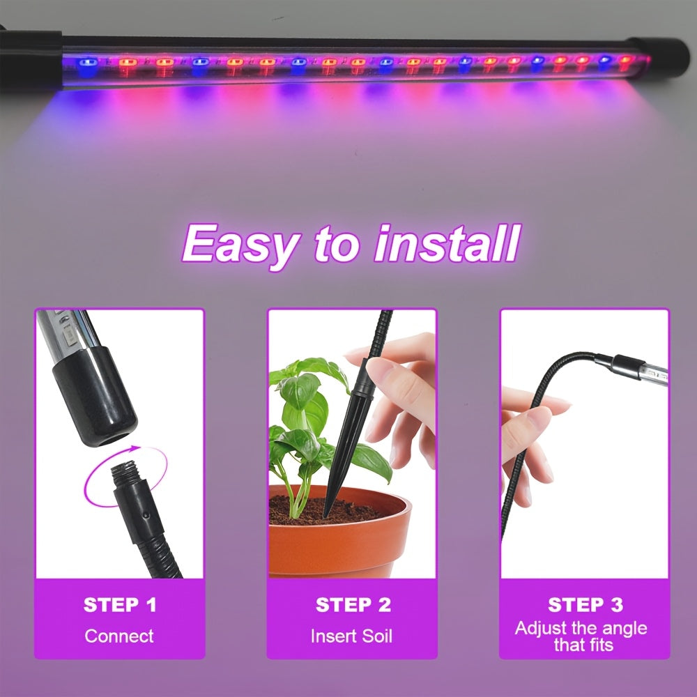 1 Set 3-Color Switchable Spectrum LED Plant Grow Light, Timing & Dimmable Indoor Potted Plant Supplement Light, Plug-in Red Blue Yellow 3 Colors Seedling Grow Light