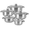 10Pcs Silver Non-stick Cookware Set with Glass Lids, Induction Compatible, Space Saving, Dishwasher & Oven Safe