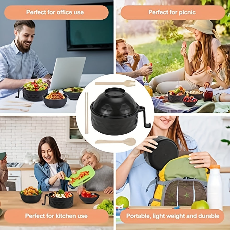 New Microwave-Safe Plastic Ramen Bowl Set – Instant Noodle Soup Cup with Chopsticks, Essential for Dorm Fast Food, Dishwasher Safe, Perfect for Home, Outdoor Picnics & Parties