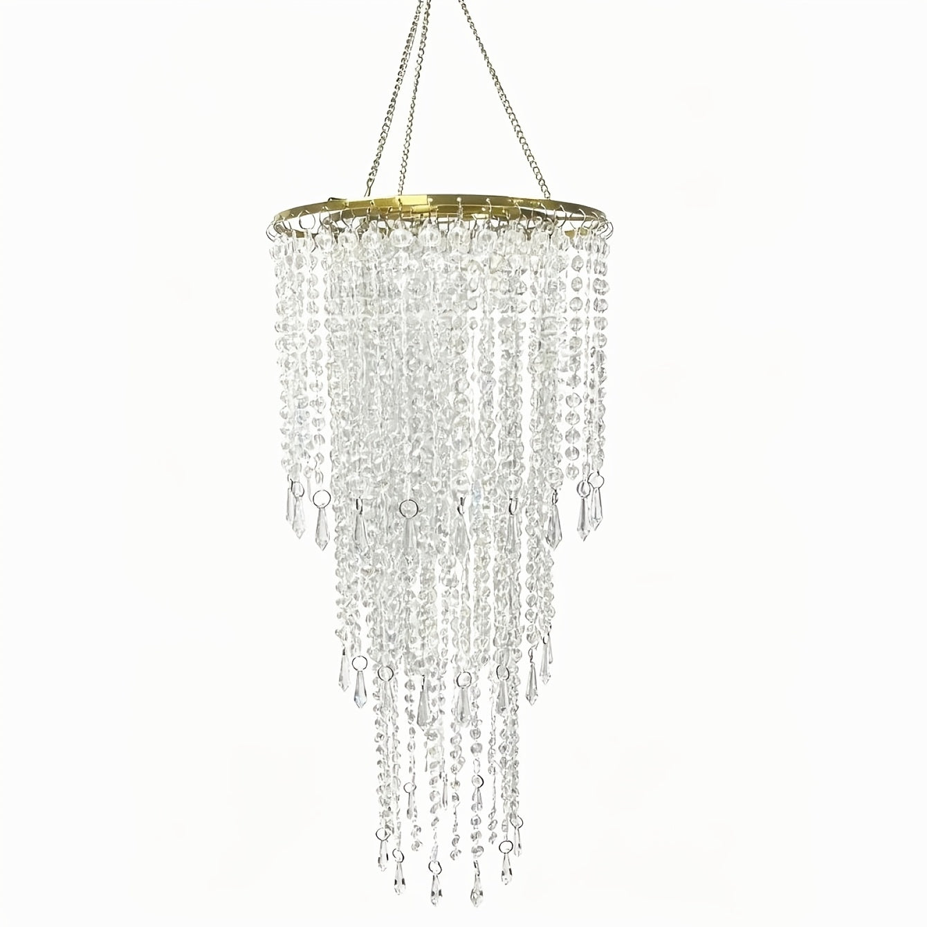 Vectolum wedding bridal room bedside colorful decorative modern bead hanging decoration (W25cm/9.84in x H50cm/19.69in), 3-layer bead decorative cover, ceiling pendant light bead decorative cover
