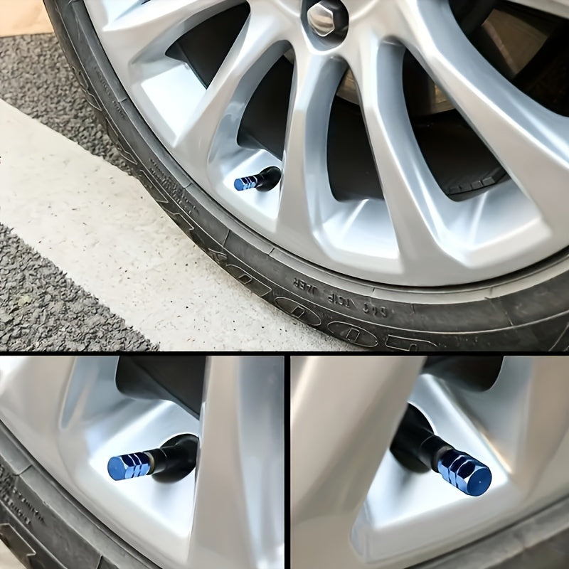8-Pack Hexagon Tire Valve Stem Caps – Aluminum Alloy Dust Covers with Rubber O-Ring Seal