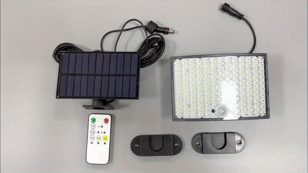 1/2 Pack Solar Outdoor Light, IP65 Solar LED Spotlight with 5 Lighting Modes / 196.85-Inch Cable, 268 LED High-Brightness Security Light with Remote Control, Motion Sensor Floodlight Wall Light with 3 Modes, Perfect for Garden, Courtyard, Pathway